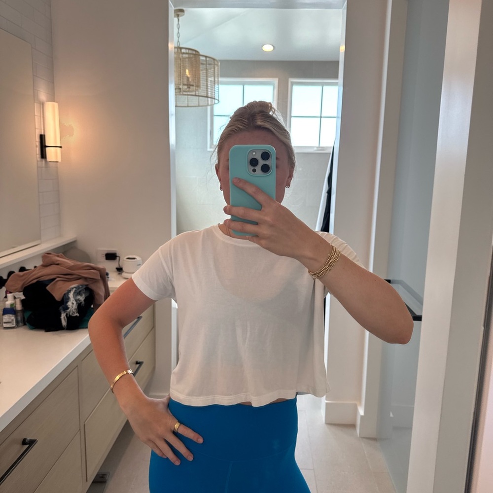 lululemon athletica White Short Sleeve Crop Top